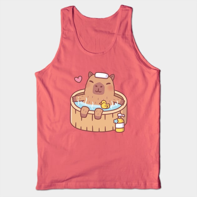 Cute Capybara and Ducky Relaxing in Hot Bath Tank Top by rustydoodle